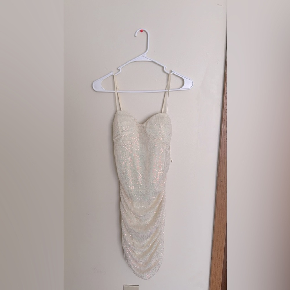 tight sparkling cream dress
